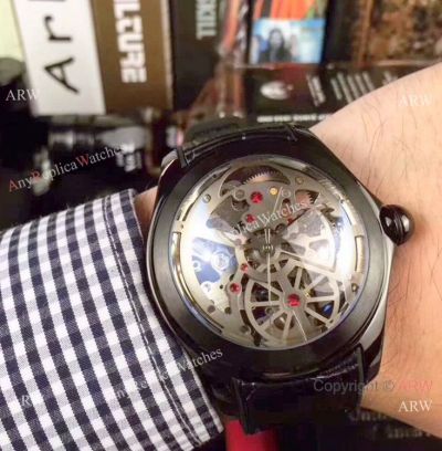 Replica Corum Bubble Squelette Watch Black Case Silver Dial